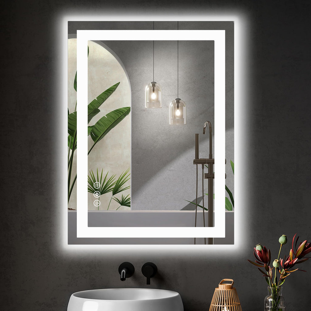 36"x 28"LED Bathroom Vanity Mirror for Wall with Anti-Fog Dimmable Rectangle Mirrors with Front Light and Backlit Memory Function Tempered Glass Shatter-Proof Horizontal& Vertically