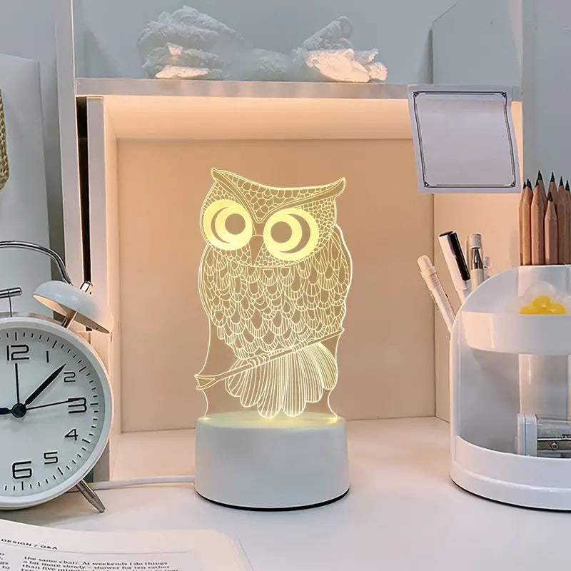Owl Illusion 3D LED Night Light Table Lamp for Kids