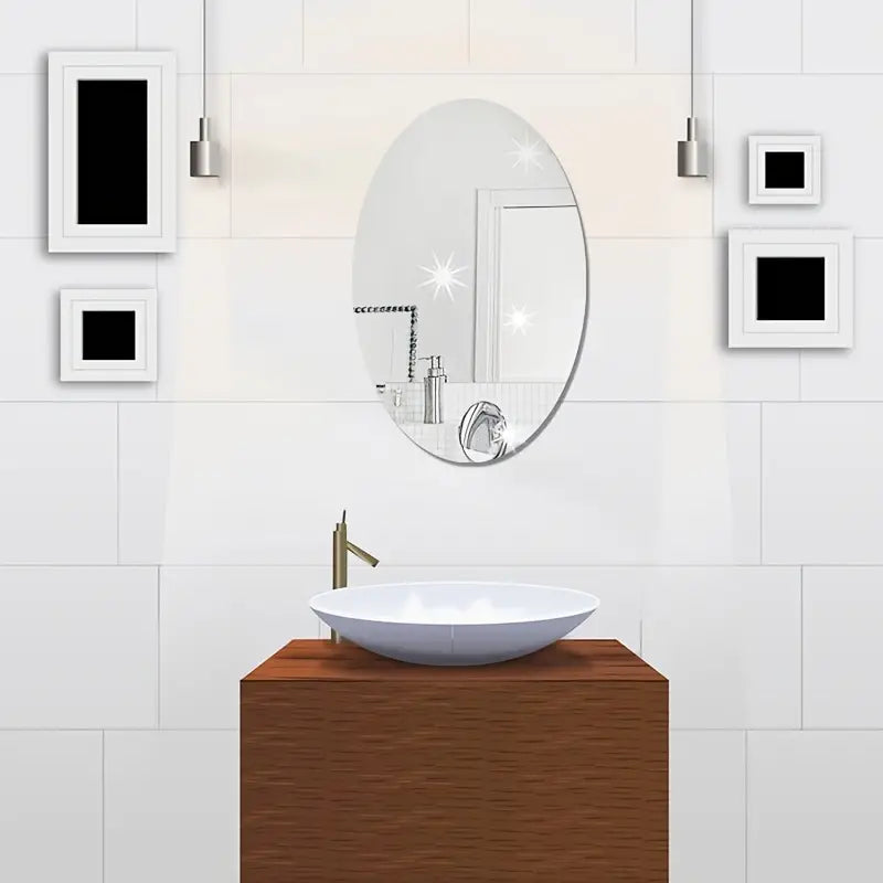 5pc Self-Adhesive Oval Soft Mirrors for Home Decor