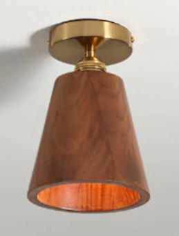 Flush Mount Walnut Wood LED Ceiling Light (One Piece)