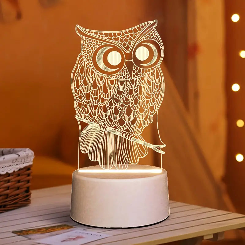 Owl Illusion 3D LED Night Light Table Lamp for Kids