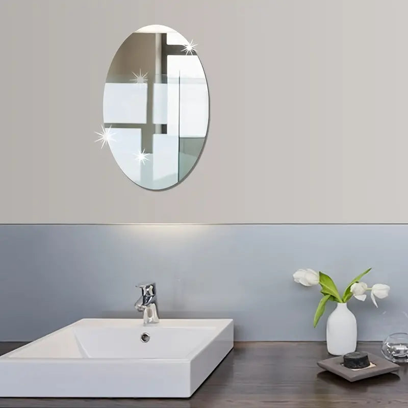 5pc Self-Adhesive Oval Soft Mirrors for Home Decor