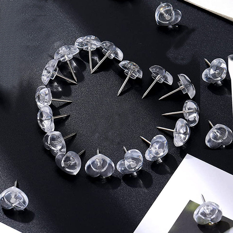 Transparent Heart Push Pins for Artwork and Walls
