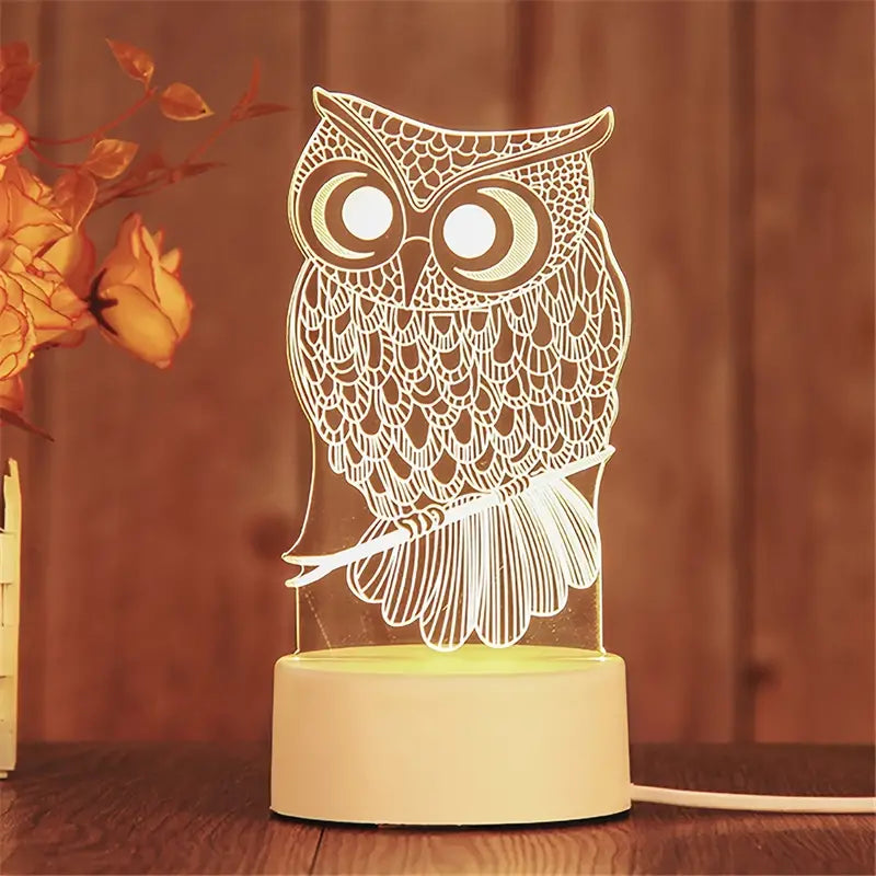 Owl Illusion 3D LED Night Light Table Lamp for Kids