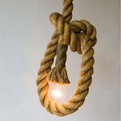 Rustic American Style Woven Rope Pendant Light