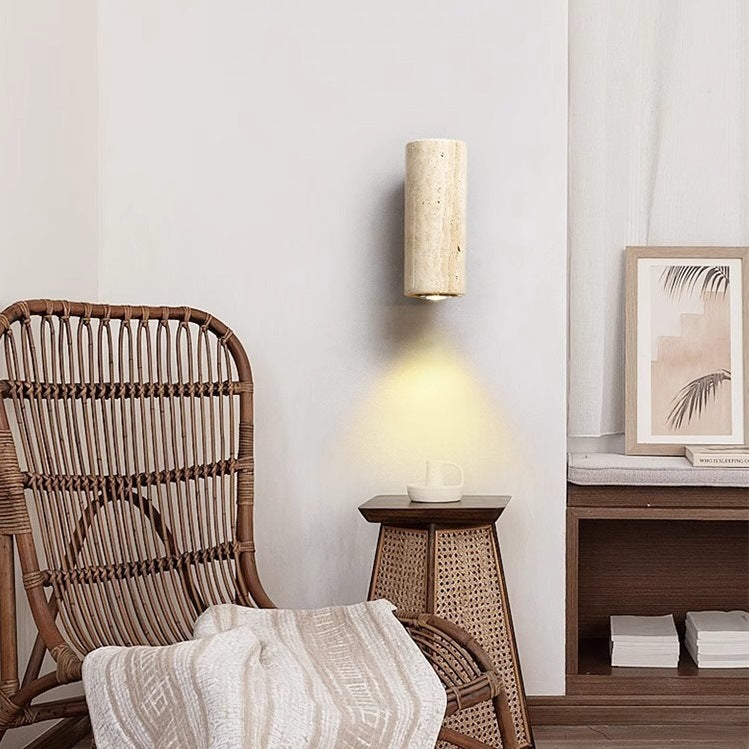 Japanese Wabi-Sabi Style Wooden Bedside Wall Lamp