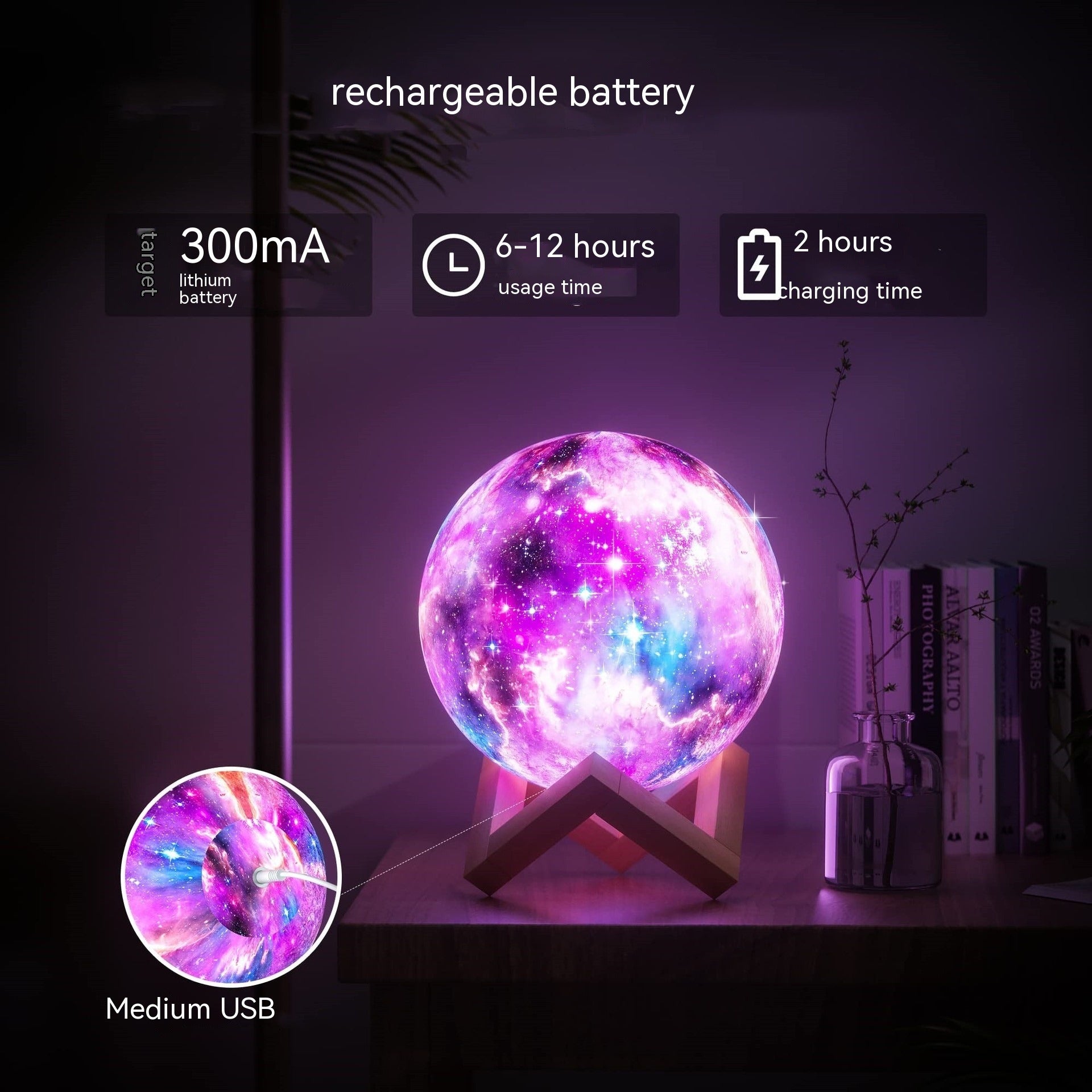 3D Moon Galaxy Light