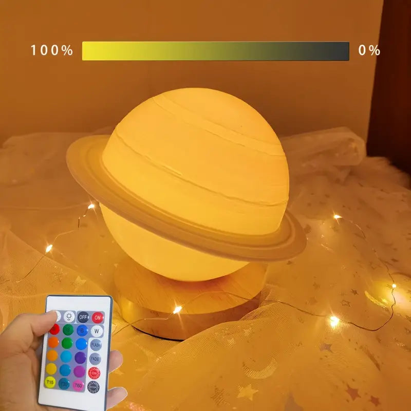 Rotating Saturn Night Light with Remote Control (1pc)