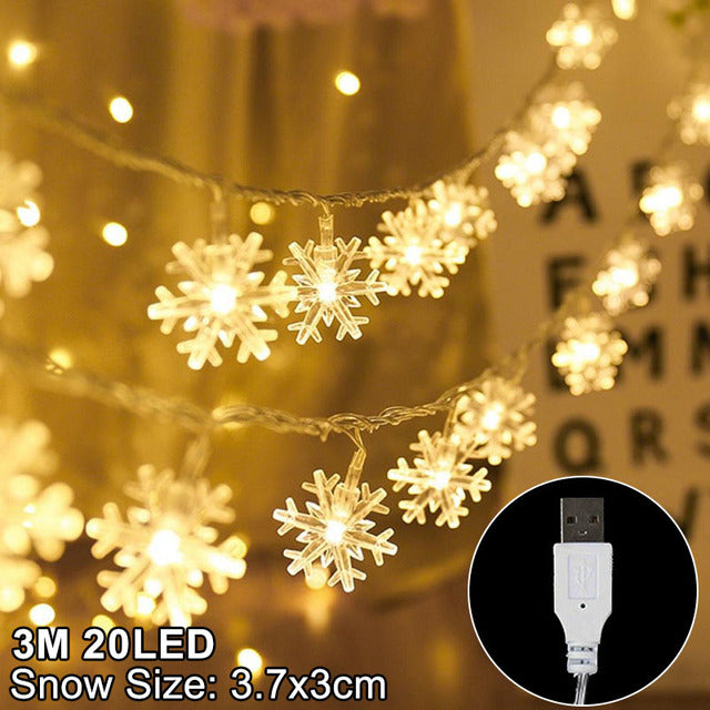 Snowflake String Lights - Decorative Warm Color