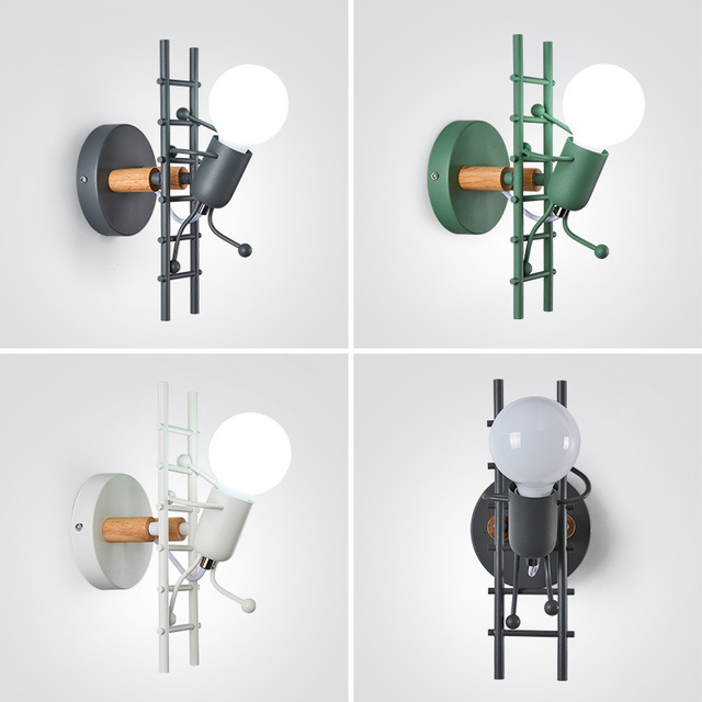 Vintage Industrial LED Iron Climbing Man Wall Light