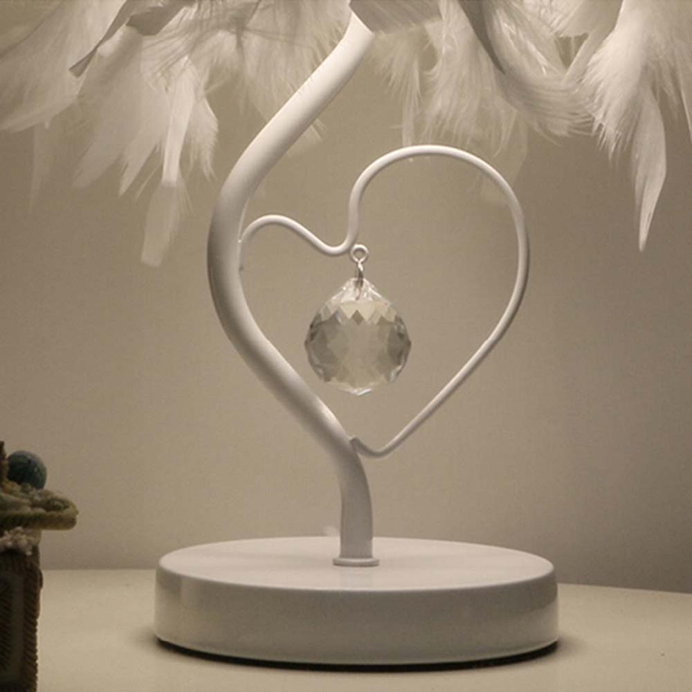 LED Feather Heart Crystal Table Lamp