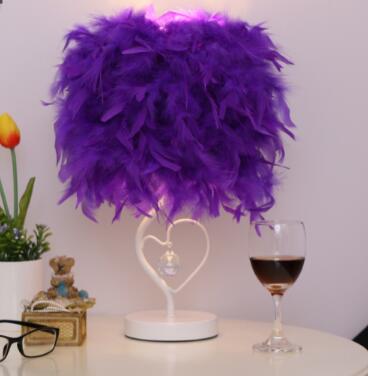 LED Feather Heart Crystal Table Lamp