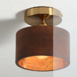 Flush Mount Walnut Wood LED Ceiling Light (One Piece)