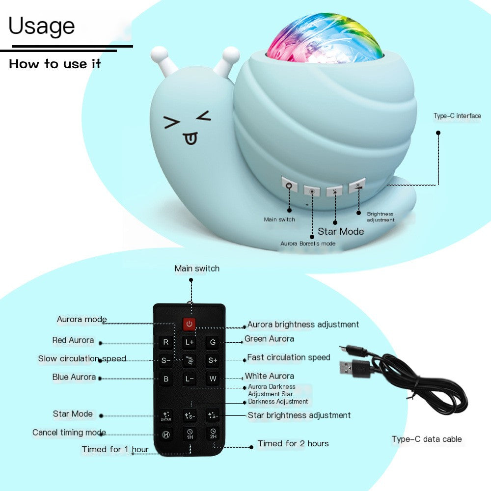 Snail Starry Sky Projector with Bluetooth Speaker