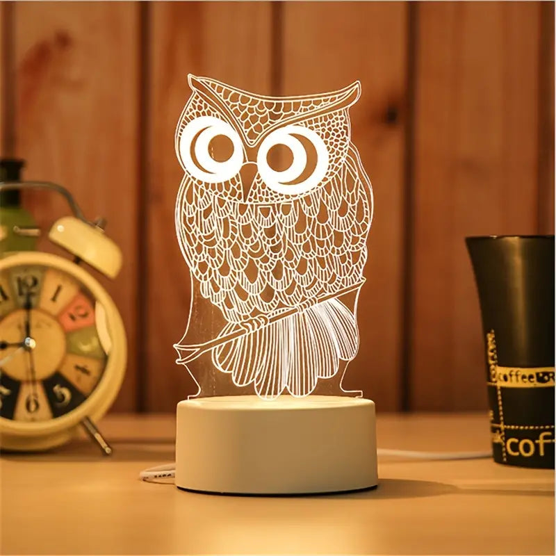 Owl Illusion 3D LED Night Light Table Lamp for Kids