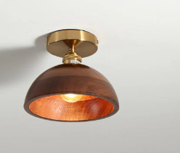 Flush Mount Walnut Wood LED Ceiling Light (One Piece)