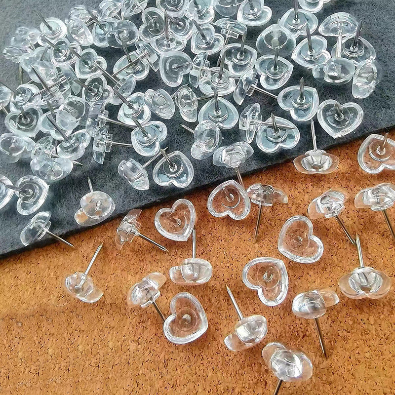 Transparent Heart Push Pins for Artwork and Walls