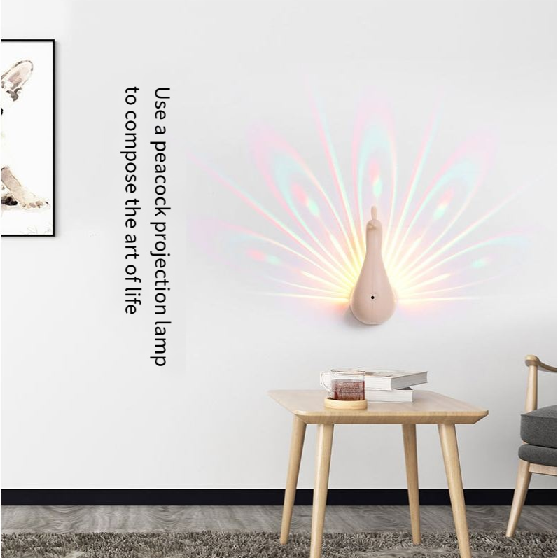 Colorful Peacock Projection LED Night Light with Remote