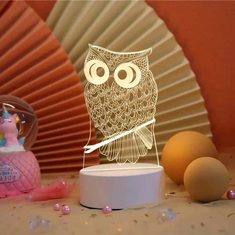 Owl Illusion 3D LED Night Light Table Lamp for Kids
