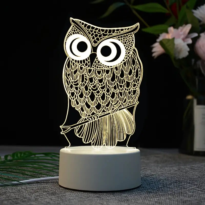 Owl Illusion 3D LED Night Light Table Lamp for Kids