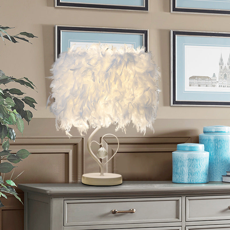 LED Feather Heart Crystal Table Lamp