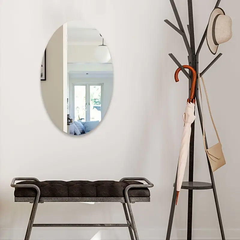 5pc Self-Adhesive Oval Soft Mirrors for Home Decor