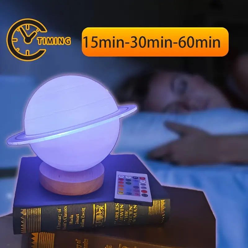 Rotating Saturn Night Light with Remote Control (1pc)