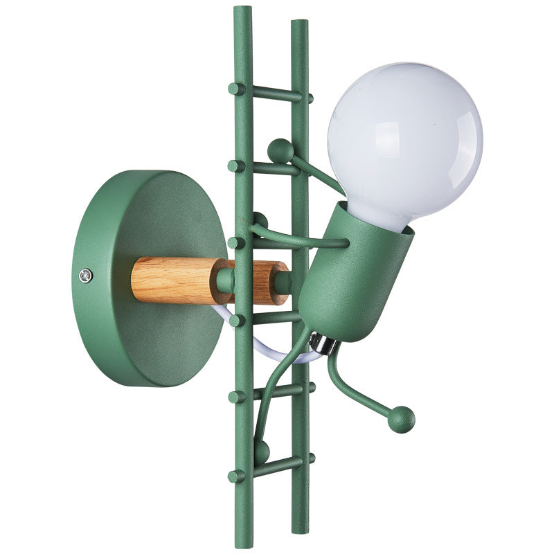 Vintage Industrial LED Iron Climbing Man Wall Light