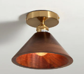 Flush Mount Walnut Wood LED Ceiling Light (One Piece)