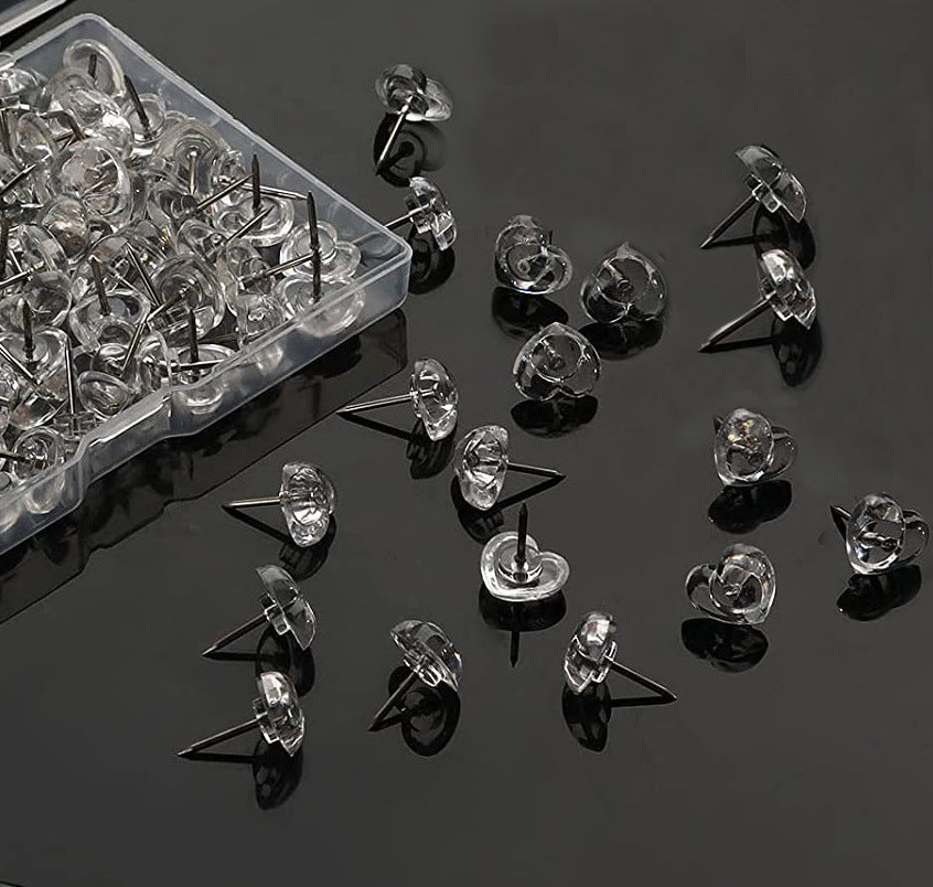 Transparent Heart Push Pins for Artwork and Walls