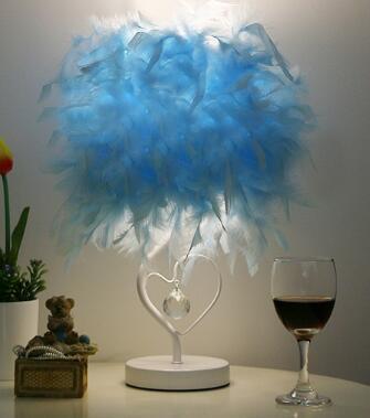 LED Feather Heart Crystal Table Lamp