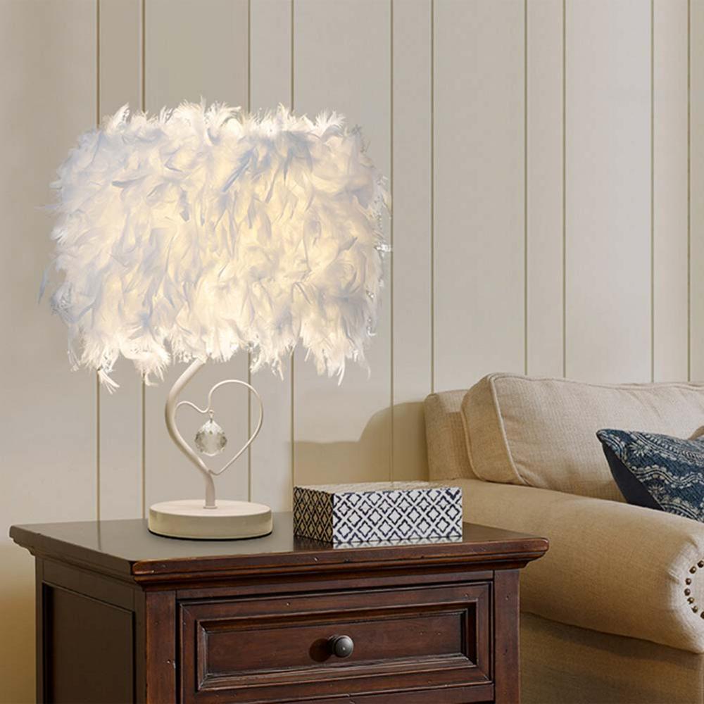 LED Feather Heart Crystal Table Lamp