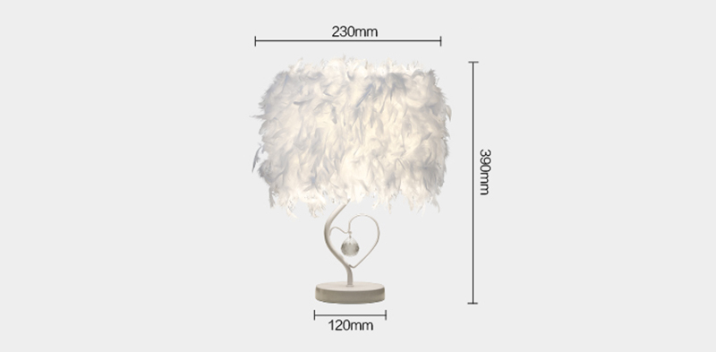 LED Feather Heart Crystal Table Lamp